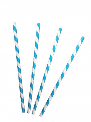 Paper drinking straws cocktail blue/white 200x6mm 1000 pieces
