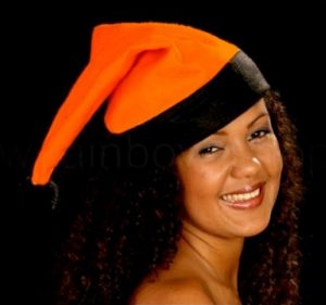 Santa Claus cap orange with black border