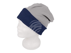 Long Beanie Slouch Wende Design grau/navy blau