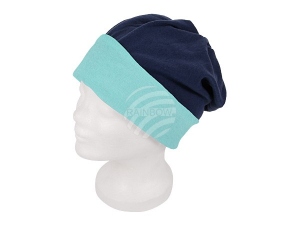 Long Beanie Slouch Wende Design navy blau/mint