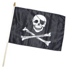 Fahne an Holzstab Pirat