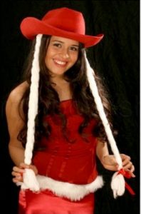 Christmas cowboy hat red with long white braids
