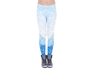 Damen Motiv Leggings Gletscher Eis blau