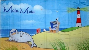 Fahne Moin Moin Kste Leuchtturm