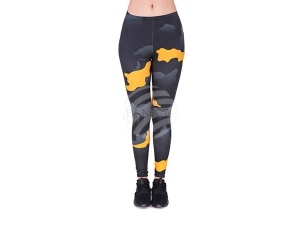 Damen Motiv Leggings Design Flecken gelb grau