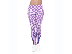 Damen Motiv Leggings Design Karo Farbe weiss