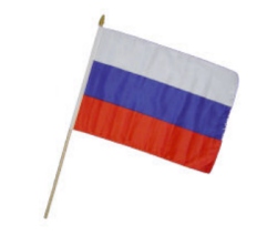 Flag at wood staff Russia