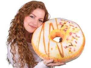 Donut Kissen Weie Glasur, bunte Streusel