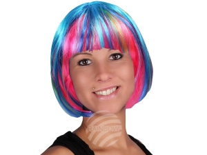 Short hair wig with bob haircut multicolor