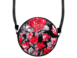 Runde Motiv-Handtasche Rote Blumen