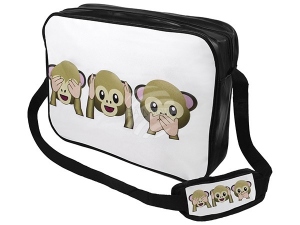 Messenger Bag Motivo 3 Monos marrn/blanco