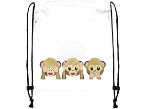 Gym bag Gymsac Emoticon Three monkeys white/brown