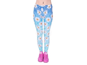 Damen Motiv Leggings Design Margeriten Farbe blau