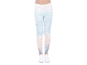 Damen Motiv Leggings Floral trkis apricot blau
