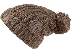 Knitted cap and colorful speckles with bobble beige