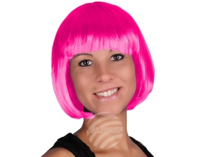 Short hair wig with bob haircut pink