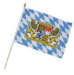 Flag at wood staff Bavaria with Lion