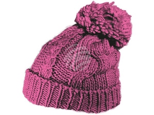 Knitted cap Long Beanie Slouch with bobble Model 135