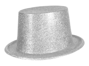 Cylinder hat glittering silver