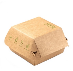 Burger Box zielona linia bez plastiku 11x11x8,5cm 450 sztuk