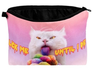 Kosmetiktasche mit Motiv Katze Lick me until I die