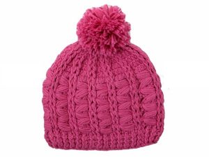 Strickmtze mit Bommel Modell 33 pink