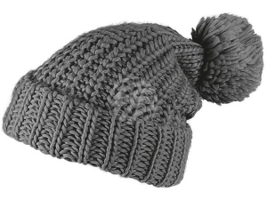 Knitted cap Long Beanie Slouch with bobble gray