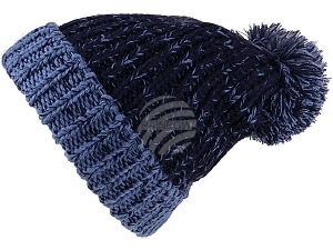 Knitted cap Long Beanie Slouch bobble dark blue, blue