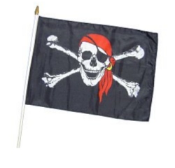 Flag at wood staff  Pirat with head cloth