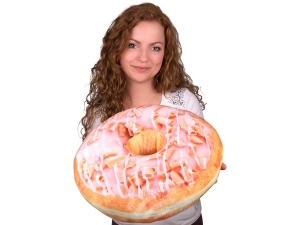 Donut Kissen Rosa Glasur, weie Schokoladenrllchen