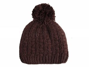 Knitted Hat with bobble Model 33 brown