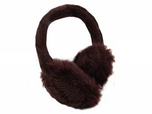 Earmuffs cuddly knitted brown