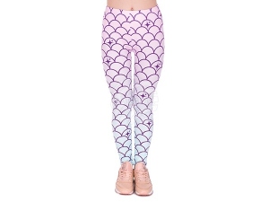 Damen Motiv Leggings Schuppenmuster rosa lila