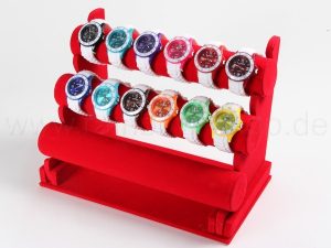 Schmuck und Uhren Display rot