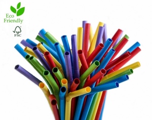 Paper flex drinking straws colorful 220x6 mm 3600 pieces