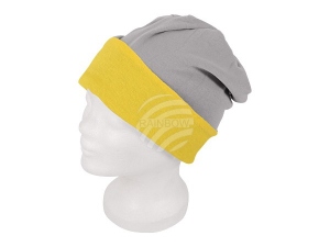 Long Beanie Slouch Turn Design grey/yellow