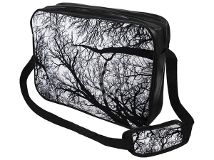 Messenger Bag Motivo ramaje blanco negro/blanco