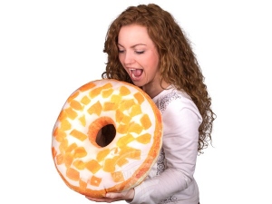 Donut Kissen Weie Glasur mit Orangenstcken