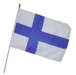 Flag at wood staff Finland