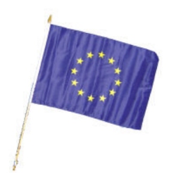 Flag at wood staff Europe