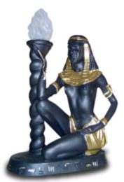 Egipski mezczyzna z lampa czarno zloty 52 cm