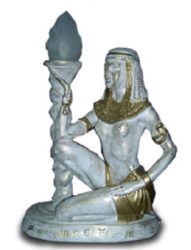 Egipski mezczyzna z lampa niebiesko zloty 52 cm