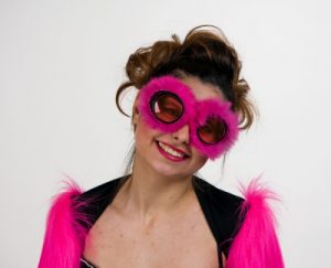 Glasses with pink colored plush edge