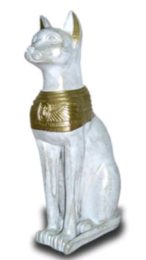 Egyptian Cat white gold 74 cm