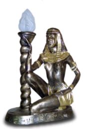 Egipski mezczyzna z lampa braz zloty 52 cm