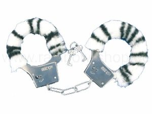 Handcuffs plush black and white tiger
