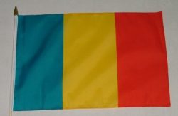 Flag at wood staff Romania