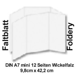 Foldery135g papier kredowany matowy DIN A7mini 12stronny