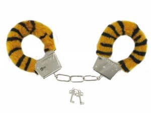Handcuffs plush yellow black tiger