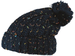 Knitted cap and colorful speckles with bobble blue